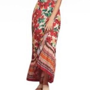 Farm Rio for Anthropologie Multicolor Floral Wrap Skirt